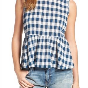 Current/Elliott Women's Blue The Peplum Tank
